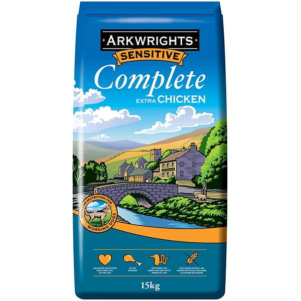 15 kg Arkwrights Sensitive Complete Extra Chicken - voksenfoder med kylling