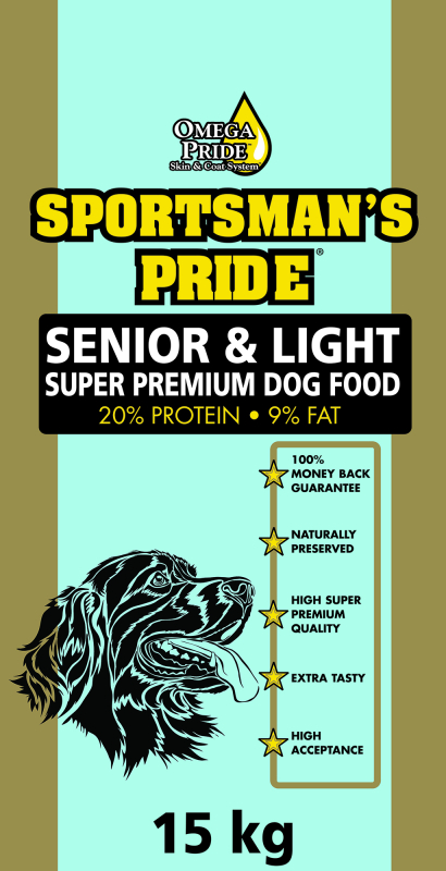 15 kg Sportsman's Pride Senior & Light (lysblå) - voksenfoder med kylling