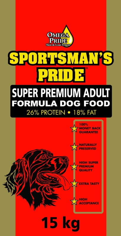 15 kg Sportsman's Pride Super Premium Adult (rød) - voksenfoder med kylling