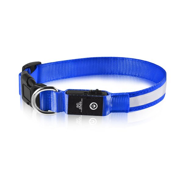 Hundehalsbånd med LED lys blå