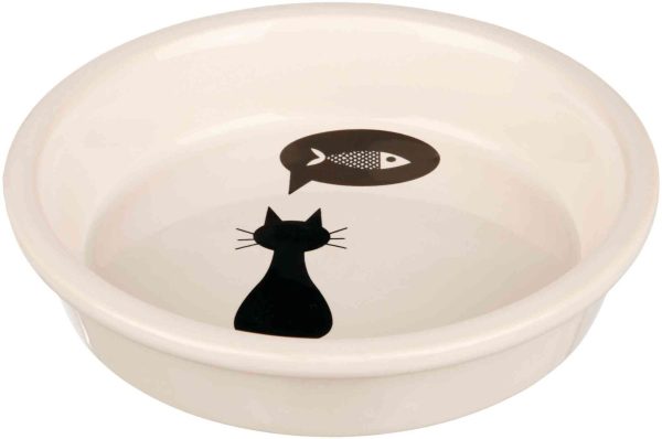 Keramiksskål til kat hvid